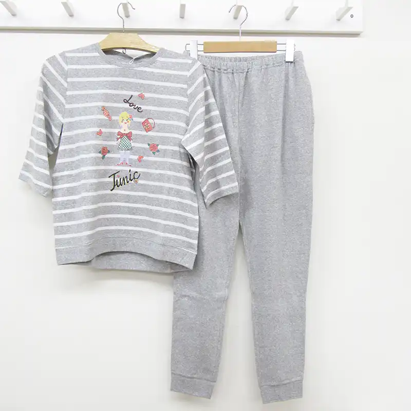 TUNIC　60カタブクロ・ボーダー6分袖TP/Aグレー杢
